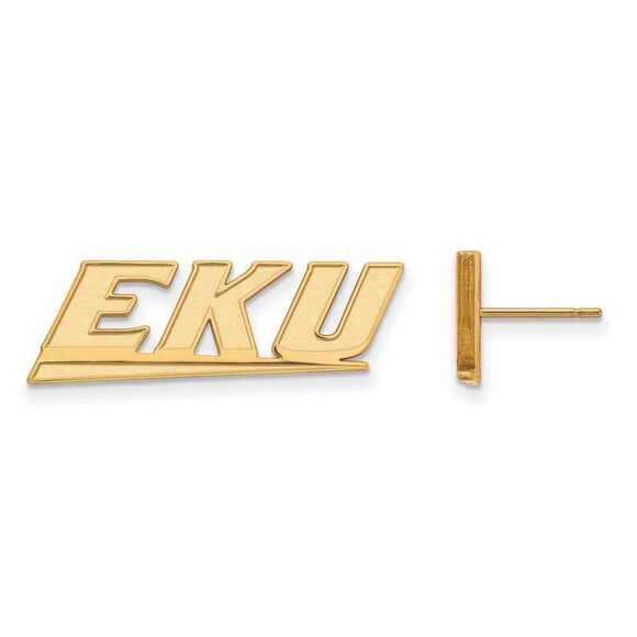 10k Yellow Gold Eastern Kentucky University Small Post Earrings - Picture 1 of 3